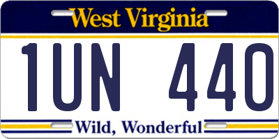 WV license plate 1UN440