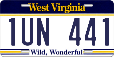 WV license plate 1UN441