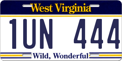 WV license plate 1UN444