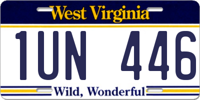 WV license plate 1UN446