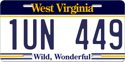 WV license plate 1UN449
