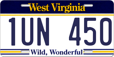 WV license plate 1UN450