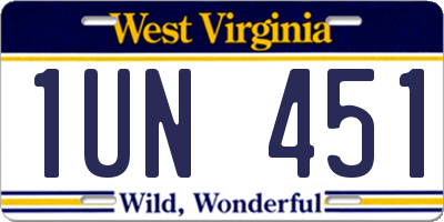 WV license plate 1UN451