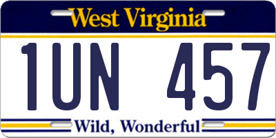 WV license plate 1UN457