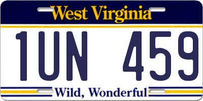 WV license plate 1UN459
