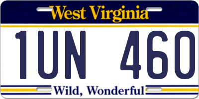 WV license plate 1UN460
