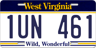 WV license plate 1UN461