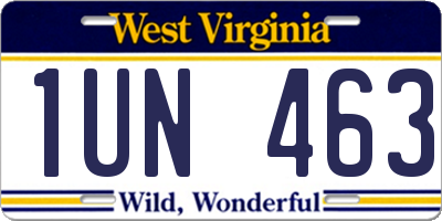 WV license plate 1UN463