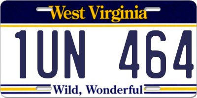 WV license plate 1UN464