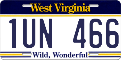 WV license plate 1UN466