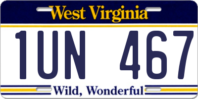 WV license plate 1UN467