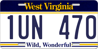 WV license plate 1UN470