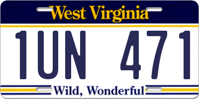 WV license plate 1UN471