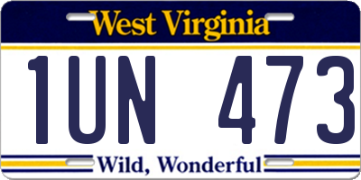 WV license plate 1UN473