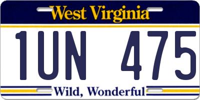 WV license plate 1UN475