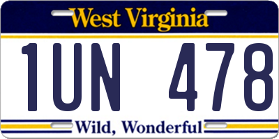 WV license plate 1UN478