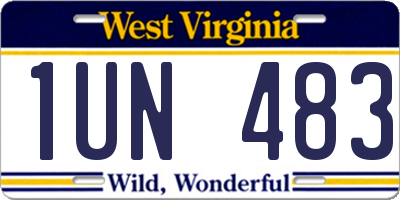WV license plate 1UN483