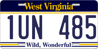 WV license plate 1UN485