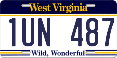 WV license plate 1UN487