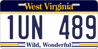 WV license plate 1UN489
