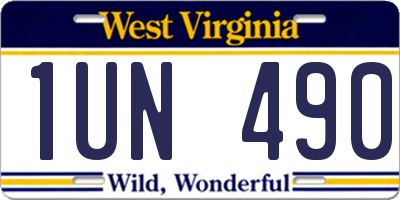 WV license plate 1UN490