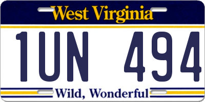 WV license plate 1UN494