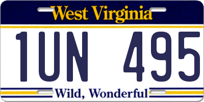 WV license plate 1UN495