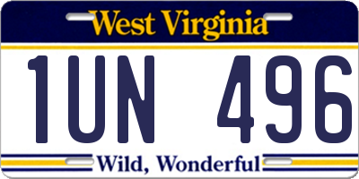 WV license plate 1UN496