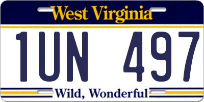 WV license plate 1UN497