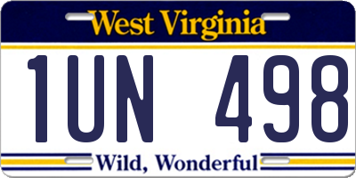 WV license plate 1UN498