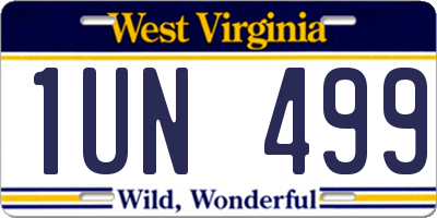 WV license plate 1UN499