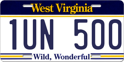 WV license plate 1UN500
