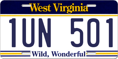 WV license plate 1UN501
