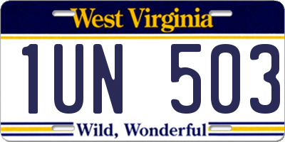 WV license plate 1UN503