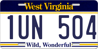 WV license plate 1UN504