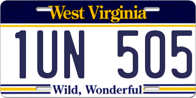 WV license plate 1UN505