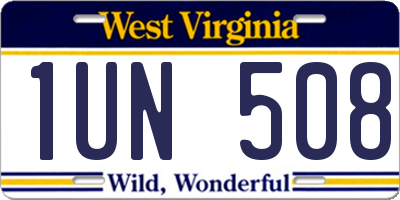 WV license plate 1UN508