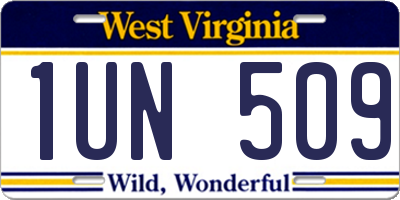 WV license plate 1UN509