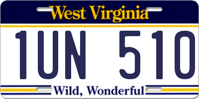 WV license plate 1UN510
