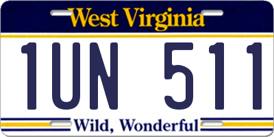 WV license plate 1UN511