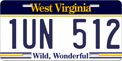 WV license plate 1UN512