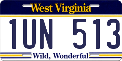 WV license plate 1UN513