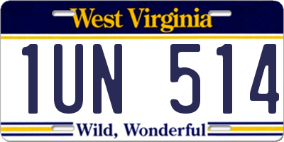 WV license plate 1UN514