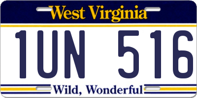 WV license plate 1UN516