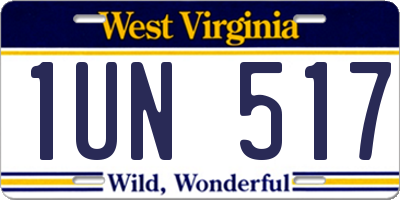 WV license plate 1UN517