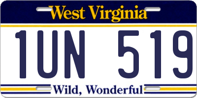 WV license plate 1UN519