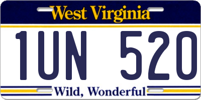 WV license plate 1UN520