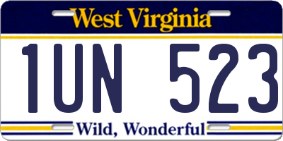 WV license plate 1UN523