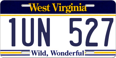 WV license plate 1UN527