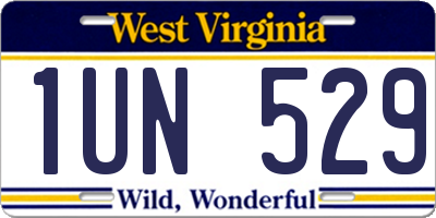 WV license plate 1UN529